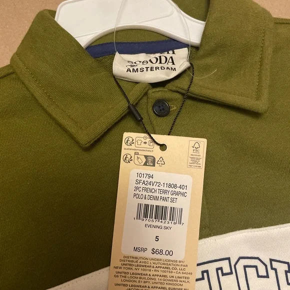 2 pc set. Scotch & Soda Kids Polo Shirt - Olive, White, and Navy - Picture 3 of 3